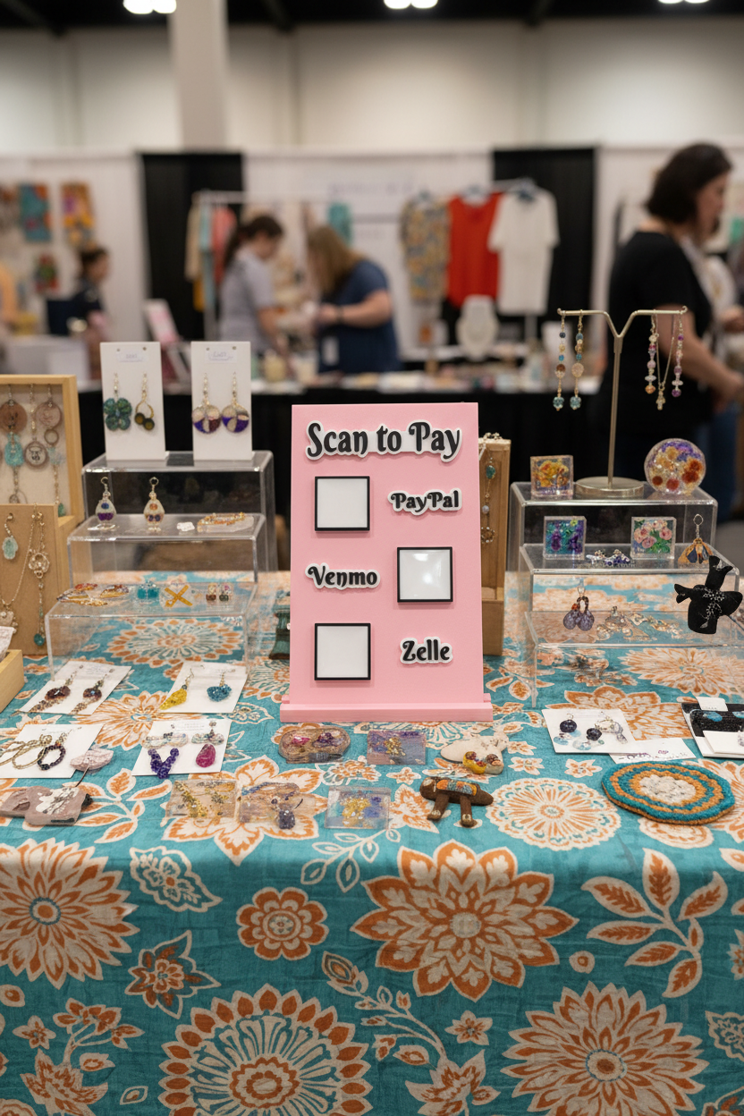 Scan to Pay stand, Scan QR Code, 3 Slots - Paypal, Venmo, Zelle