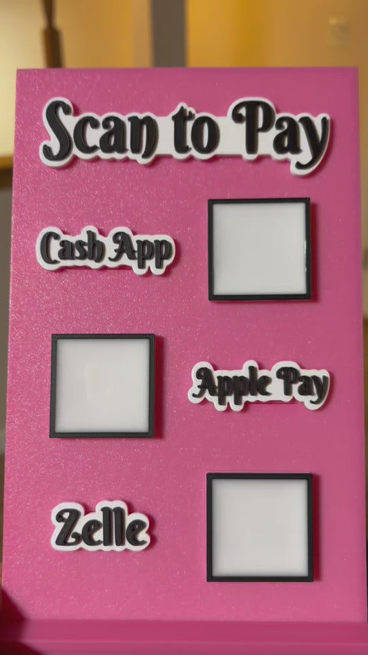 Scan to Pay stand, Scan QR Code, 3 Slots - CashApp, ApplePay, Zelle