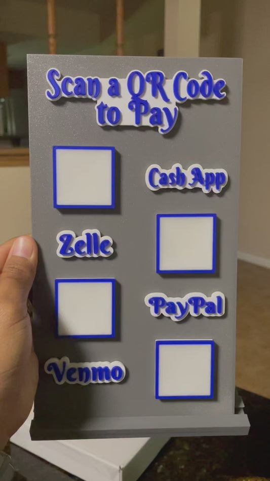 Scan to Pay stand, Scan QR Code, 4 Slots - CashApp, Zelle, PayPal, Venmo
